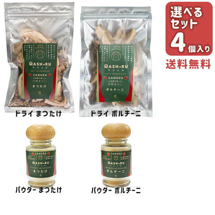 【送料無料】マシュル（MASHURU）選べる まつたけ ポルチーニ 乾燥マッシュルーム 20g パウダー13g カナダ産 天然 高級きのこ 乾燥 イタリアン ピザ 松茸 食材 リゾット 天然素材 オーガニック ふりかけ バーベキュー 食材 具材 野菜 簡単 キャンプのサムネイル