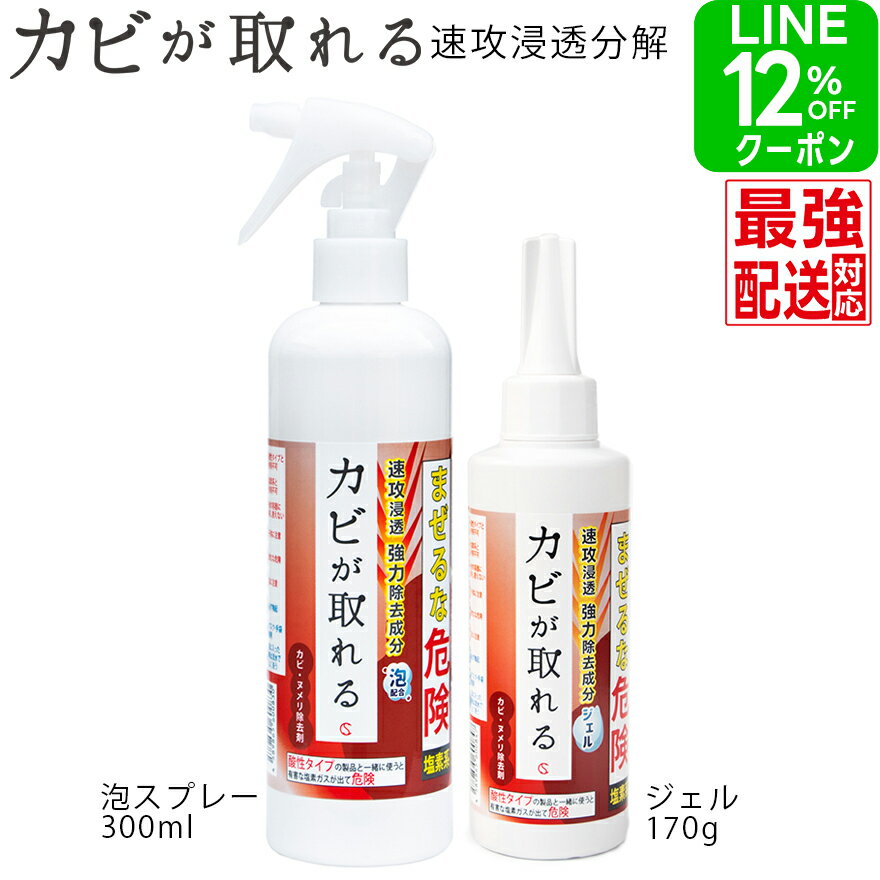 【店内クーポン11％OFF or LINE12％OFF 10/9 9:59 迄】カビ取り【送料無料】カビが取れる set（ジェル+泡スプレー）カビ取りプロ仕様 強力 お風呂 天井 パッキン クロス キッチン 漂白 浴室 かび取り カビ 黴 かびとり ハイター ぬめり まな板 漂白 壁 天井 排水溝