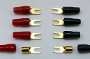 ターミナル 金メッキY型端子 (8G) OGT-8G 8ゲージ用 赤黒チューブ付の各4セット(計8個)Y端子 Y型端子 Yラグ端子(+)プラス用 赤 (...