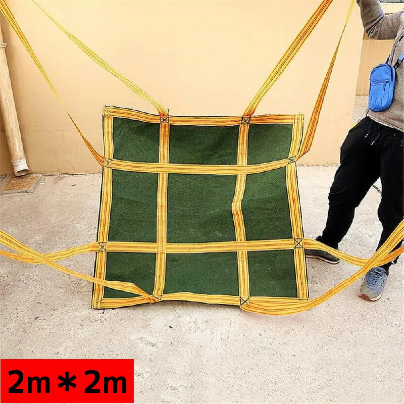 シートモッコ 200×200cm 四隅正方形 耐荷重1t 繰り返し使用可能 摩耗に強い 八点吊りタイプ モッコタスキ 強靭 頑丈 イージーモッコ 軽量強力布モッコ 重物吊り上げ、高所吊り、造園資材、港湾荷役、電気工事 工事現場