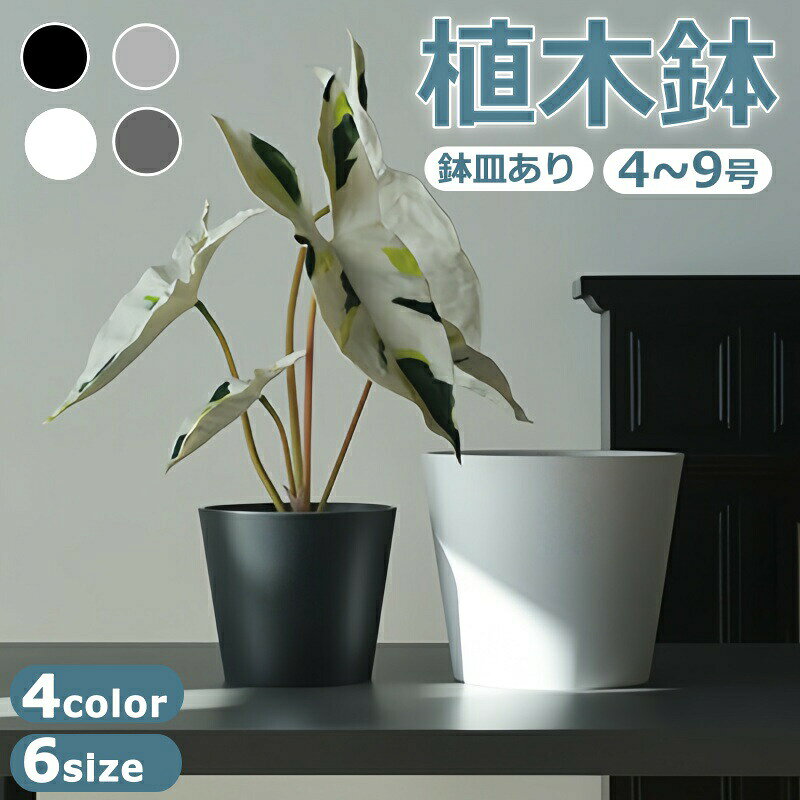 商品情報商品説明植物の美しさをより引き立てる、上品で高級感のある植木鉢です。 天然石のような落ち着いた風合いと洗練されたデザインが、空間に上質な印象を添えます。 軽量で扱いやすい樹脂素材を使用しながら、厚みのある鉢壁でしっかりとしたつくりを実現。 丈夫で割れにくく、室内はもちろん、玄関ベランダ屋外空間でもお使いいただけます。 底部には排水穴を備えており、余分な水分を逃しやすく、根腐れ対策にも配慮した仕様です。 さらに、受け皿付きなので、室内でも使いやすく、置き場所を選ばず便利にお使いいただけます。 植木鉢としてはもちろん、インテリアに映える鉢としてもおすすめ。 観葉植物や多肉植物など、さまざまな植物を美しく引き立てます。 全4色6サイズ展開で、飾る空間や植物のボリュームに合わせてお選びいただけます。 ご自宅用にはもちろん、開店祝い開業祝い新築祝いなどの贈り物にもおすすめです。商品名植木鉢素材プラスチック、石粉特長上質なハンマートーン仕上げ、受け皿付き、美しい色合い、厚みのある鉢壁、軽量、底穴付き、割れにくいカラーブラック / ホワイト / ライトグレー / ダークグレーサイズ詳細（目安） 12#（約4号）:口径12*底径9*高10.5cm 15#（約5号）:口径15*底径10.5*高12.5cm 17#（約6号）:口径17*底径12.5*高15cm 20#（約7号）:口径20*底径15*高17cm 23#（約8号）:口径23*底径17*高19.5cm 27#（約9号）:口径26.5*底径19.5*高22.5cm採寸方法により、若干の誤差が生じる場合がございます。 撮影環境やモニター設定などにより、実際の色味と異なって見える場合がございます。注意事項製造工程上、サイズや色味に若干の個体差が生じる場合がございます。 記載のサイズ重量は目安となります。 屋内屋外どちらでもご使用いただけます。 屋外で使用する場合は、設置場所の安定性をご確認ください。 素材の特性上、色味や風合いに個体差が生じる場合がございます。 凍結の恐れがある地域では、冬季の取り扱いにご注意ください。商品情報商品説明植物の美しさをより引き立てる、上品で高級感のある植木鉢です。 天然石のような落ち着いた風合いと洗練されたデザインが、空間に上質な印象を添えます。 軽量で扱いやすい樹脂素材を使用しながら、厚みのある鉢壁でしっかりとしたつくりを実現。 丈夫で割れにくく、室内はもちろん、玄関ベランダ屋外空間でもお使いいただけます。 底部には排水穴を備えており、余分な水分を逃しやすく、根腐れ対策にも配慮した仕様です。 さらに、受け皿付きなので、室内でも使いやすく、置き場所を選ばず便利にお使いいただけます。 植木鉢としてはもちろん、インテリアに映える鉢としてもおすすめ。 観葉植物や多肉植物など、さまざまな植物を美しく引き立てます。 全4色6サイズ展開で、飾る空間や植物のボリュームに合わせてお選びいただけます。 ご自宅用にはもちろん、開店祝い開業祝い新築祝いなどの贈り物にもおすすめです。商品名植木鉢素材プラスチック、石粉特長上質なハンマートーン仕上げ、受け皿付き、美しい色合い、厚みのある鉢壁、軽量、底穴付き、割れにくいカラーブラック / ホワイト / ライトグレー / ダークグレーサイズ詳細（目安） 12#（約4号）:口径12*底径9*高10.5cm 15#（約5号）:口径15*底径10.5*高12.5cm 17#（約6号）:口径17*底径12.5*高15cm 20#（約7号）:口径20*底径15*高17cm 23#（約8号）:口径23*底径17*高19.5cm 27#（約9号）:口径26.5*底径19.5*高22.5cm採寸方法により、若干の誤差が生じる場合がございます。 撮影環境やモニター設定などにより、実際の色味と異なって見える場合がございます。注意事項製造工程上、サイズや色味に若干の個体差が生じる場合がございます。 記載のサイズ重量は目安となります。 屋内屋外どちらでもご使用いただけます。 屋外で使用する場合は、設置場所の安定性をご確認ください。 素材の特性上、色味や風合いに個体差が生じる場合がございます。 凍結の恐れがある地域では、冬季の取り扱いにご注意ください。