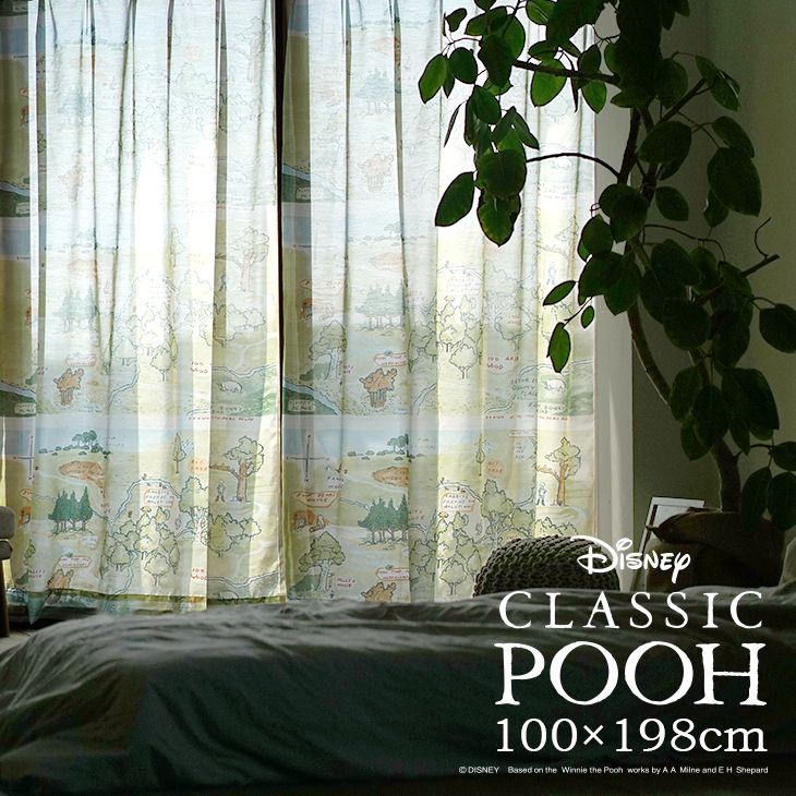 楽天市場 レースカーテン Pooh 100エーカーの森 幅100 丈198cm 1枚入ディズニー Disney 一人暮らし おすすめ 新生活 リビング スミノエ カーテン 北欧 おしゃれ かわいい 子供部屋 リビング Disneyzone カーテン ラグのクーカンnetshop