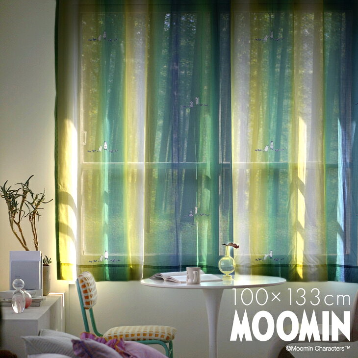 Rakuten - [P5倍 6/15 23:59迄] カーテン レース MOOMIN/ムーミン オーロラボイル 100×133cm 1枚入MOOMIN4□ 北欧 おしゃれ ムーミン グラデーション オーロラ 日本製 レースカーテン 洗える リビング 子供部屋 大人ムーミン MOOMIN レース カーテンスミノエ