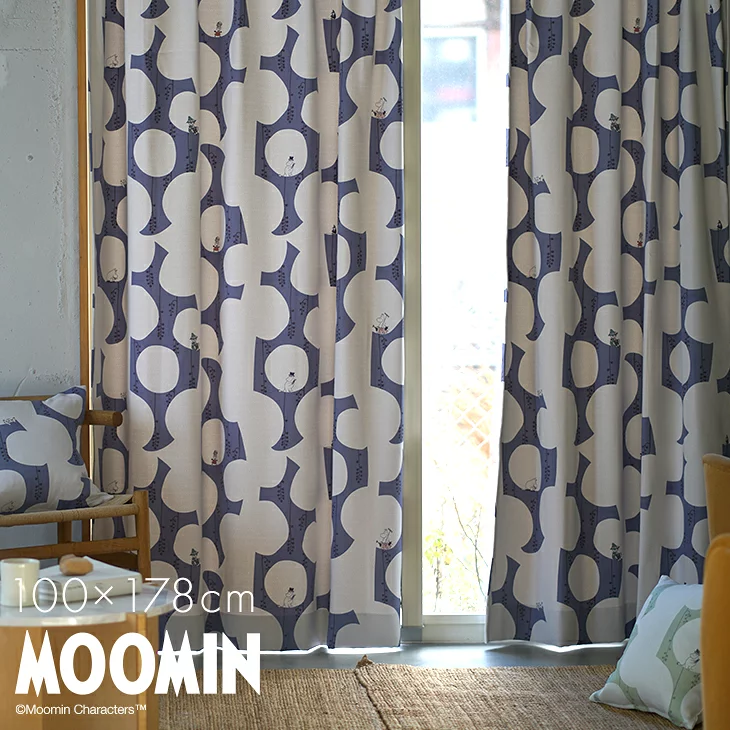 Rakuten - [P5倍 6/21 23:59迄] 遮光カーテン MOOMIN/ムーミン ベリーガーデン 100×178cm 1枚入MOOMIN4□ 北欧 おしゃれ ムーミン スナフキン 日本製 遮光カーテン 洗える 形状記憶 リビング 子供部屋 大人ムーミン MOOMIN カーテンスミノエ
