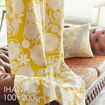 北欧 遮光 カーテン IHANA / イハナ(幅100×丈200cm)1枚入DL11□ イエロー グレー ボタニカル ナチュラル 花柄 植物柄 リーフ柄 グリーンインテリア 洗える 洗える 遮光3級 手描き 北欧 一人暮らし おすすめ 新生活 リビング スミノエ