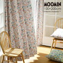 カーテン 遮光 MOOMIN/KOBANA drape コバナ ドレープ100×200cm 1枚入MOOMIN2□北欧 おしゃれ 花柄 小花柄 ミイ 日本製 遮光カーテン 洗える グリーン ピンク リビング 大人 ムーミン MOOMIN 既製 カーテンスミノエ ムーミン