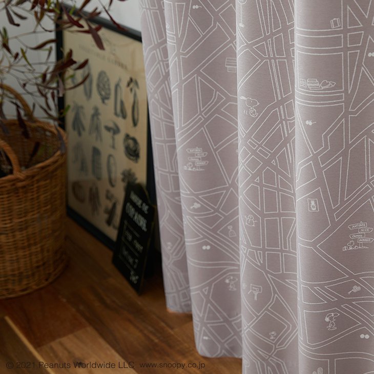 カーテン 遮光 PEANUTS/City scape シティースケープ 100×135cm 1枚入PEANUTS2□おしゃれ ジョークール 日本製 遮光カーテン ウォッシャブル ライトブルー グレー リビング 子供部屋 大人 スヌーピー ピーナッツ PEANUTS 既製