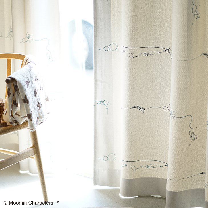 [P5倍 5/20 23:59迄] カーテン 遮光 MOOMIN/DENIM BORDER デニムボーダー100×135cm...