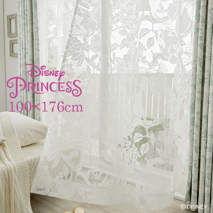 レース カーテン PRINCESS/Heigh-Ho voile ハイホーボイル 100×176cm 1枚入Disney9□白雪姫 ディズニープリンセス おしゃれ 花柄 フラワー ボタニカル 日本製 レースカーテン 洗える ホワイト リビング 子供部屋 スミノエ Disneyzone