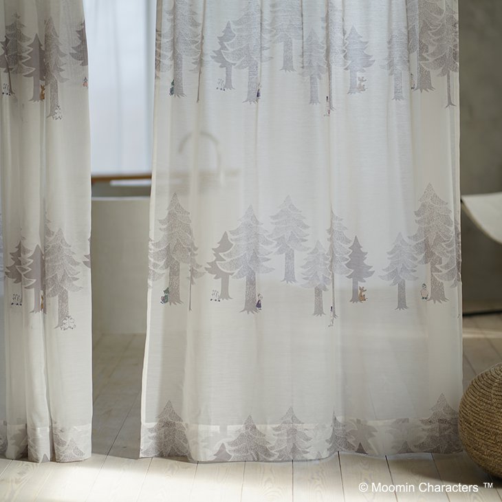 カーテン レース MOOMIN/PUUT BORDER voile プートボーダー ボイル100×198cm 1枚入...