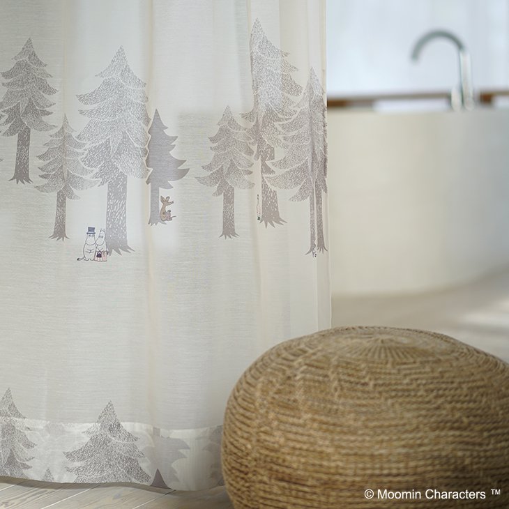 カーテン レース MOOMIN/PUUT BORDER voile プートボーダー ボイル100×198cm 1枚入...