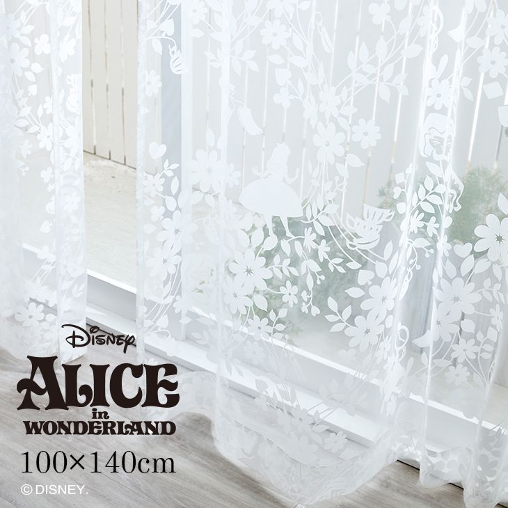 レース カーテン ALICE/Sweet flower voile スウィートフラワーボイル 100×176cm 1枚入Disney9□アリス おしゃれ 花柄 フラワー ボタニカル かわいい 日本製 レースカーテン 洗える ホワイト リビング 子供部屋 スミノエ Disneyzone