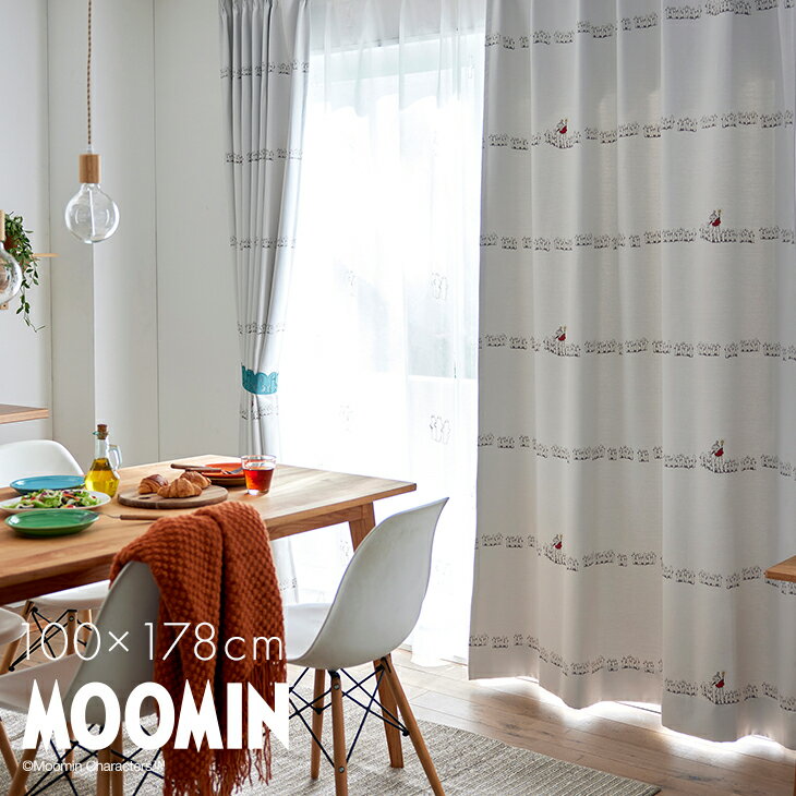 Rakuten - 遮光カーテン MOOMIN/ムーミン ニョロニョロボーダー 100×178cm 1枚入MOOMIN4□ 北欧 おしゃれ ムーミン ミイ リトルミイ ニョロニョロ 日本製 遮光カーテン 洗える 形状記憶 リビング 子供部屋 大人ムーミン MOOMIN カーテンスミノエ