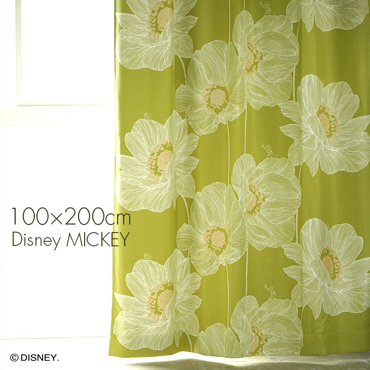 遮光 カーテン MICKEY/ミッキー オオキイアネモネ 幅100×丈200cm 1枚入Disney8□おしゃれ 花 ナチュラル 日本製 遮光カーテン 洗える 遮光 ダークブルー イエローグリーン 一人暮らし おすすめ リビング スミノエ Disneyzone