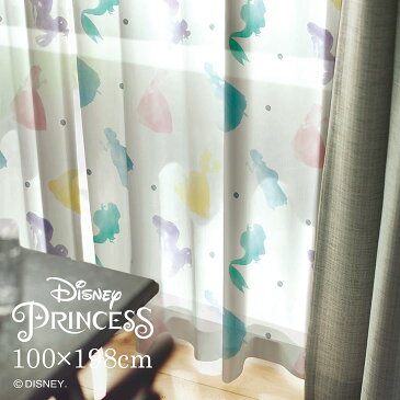 レース カーテン PRINCESS/プリンセス プリンセス 幅100×丈198cm 1枚入プリンセス 娘 女の子 子供部屋 アリエル シンデレラ ラプンツェル ディズニー Disney7□スミノエ Disneyzone