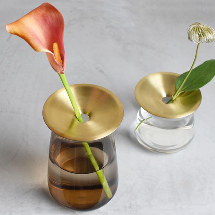KINTO キントー LUNA ベース 80×70mm(クリア) ルナ ソーダガラス 真鍮 花器 花瓶 フラワーベース 一輪挿し 北欧 THKT19SS■ KINTO※メーカー直送品【仕入れ商品のためクーポン対象外】 [3]