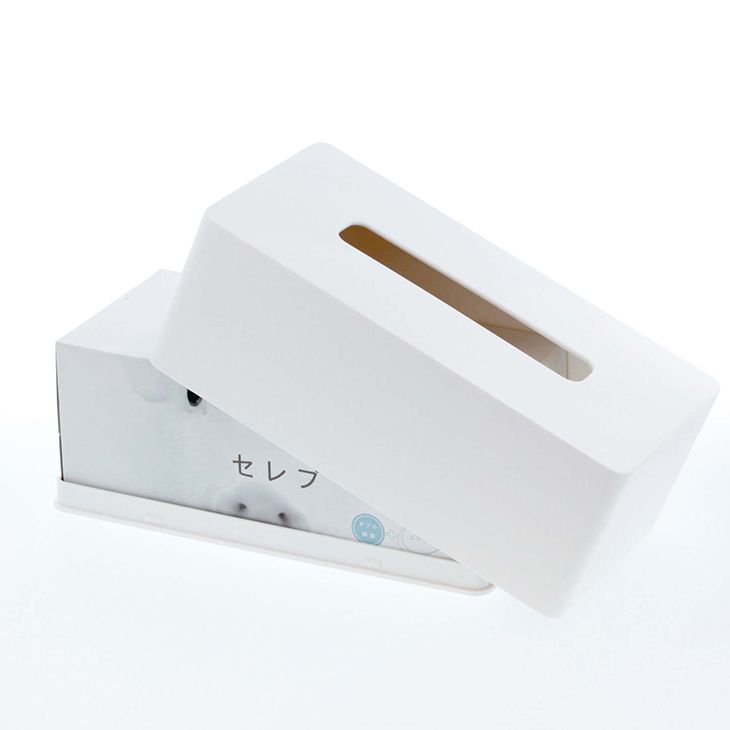 tower タワー 厚型対応ティッシュケース(ホワイト)THYZ18SS■様々な高さのティッシュボックスに対応!壁付けもできる 山崎実業【仕入れ商品のためクーポン対象外】 [2]