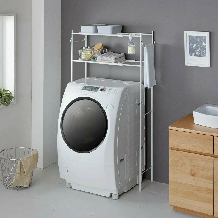 平安伸銅工業 洗濯機ラック タオル掛け付き ホワイトWH　HSR-1WH
