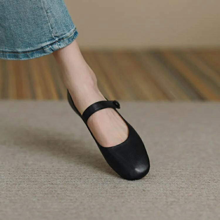メリージェーン フラットパンプス ブラック 靴 フラットパンプス レッド ストラップ シンプル 柔らか シューズ cuclo-shop-10009033 KOKOBO サンプル画像2
