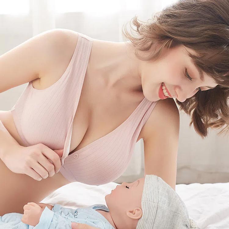 KOKOBOの前開き マタニティブラ 授乳ブラ 大きいサイズ コットン 垂れ防止 マタニティ ノンワイヤー ブラ ブラジャー 産後 補正 ナイトブラ 産前 授乳ブラ 授乳｜アングル3