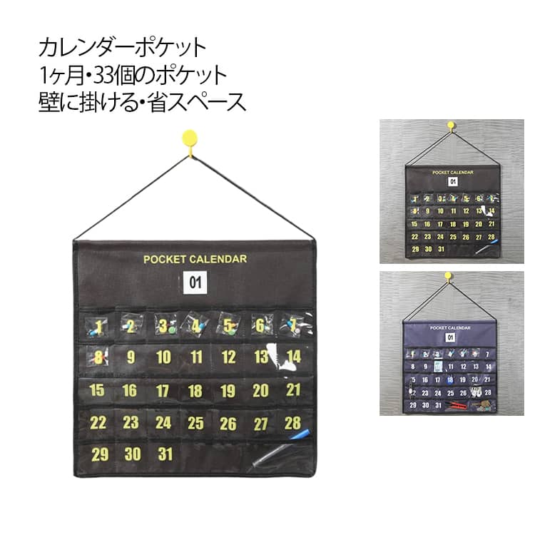 カレンダーポケット ウォールポケット 壁掛けポケット 不織布 1ヶ月 お薬カレンダー 吊り下げ 小物収納 壁掛け収納 省スペース 玄関 服薬管理 多機能 カードサイズ 小物入れ ドア掛け キッチン 寝室 リビング 高齢者 介護用 送料無料