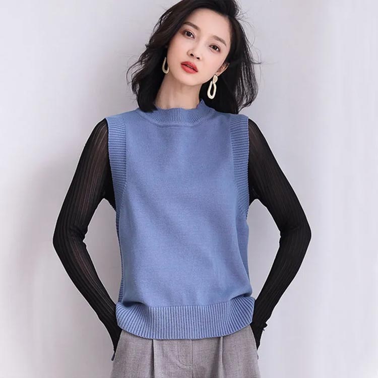 送料無料 ニットベスト レディース サイドボタン ニット タンクトップ 重ね着 ベスト ノースリーブ レイヤード ニットベスト セーター 薄手 ラウンドネック サイドスリット カジュアル 通勤 通学 ゆったり リラックス 在宅