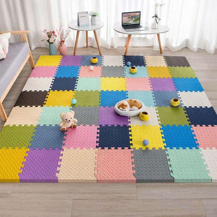 プレイマット 30×30cm カーペット カラーマット 24枚組 拭ける フロアマット 赤ち...