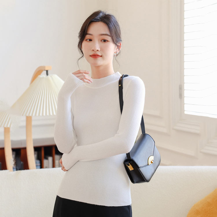 KOKOBOのニットトップス 秋 トップス リブニット セーター プチハイネック ニット ハイネック 細身 スリム ジャスト丈 チクチクしない レディース｜アングル3