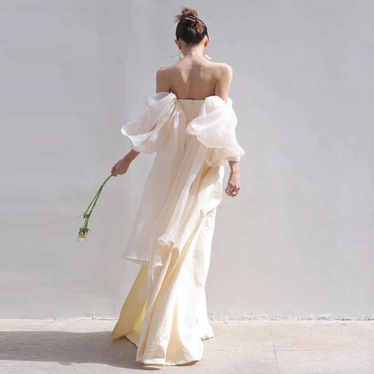 ウェディング ウェディングドレス ウェディングドレス 袖あり マーメイド 白 花嫁ドレス マーメイド ファスナー 袖シフォン かわいい 前撮り オフショルダー 二次会ドレス フォトウェディング 後撮り 春 夏 秋 冬 結婚式 3