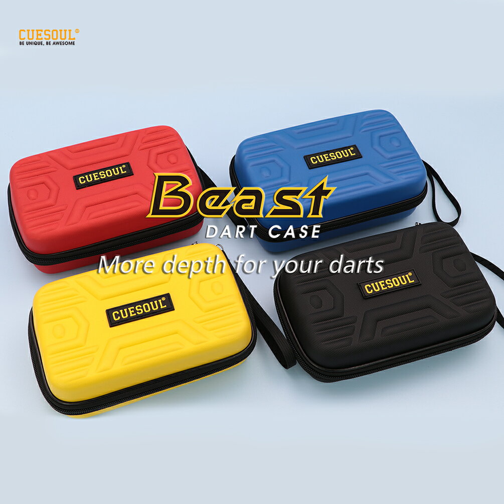 【送料無料】ダーツ ケース CUESOUL BEAST ダーツケース Steel Tip Soft Tip ダーツ用 ビッグダーツキャリングストレージフィット ダーツチップ シャフト フライト アクセサリー用 4色 ブラック レッド ブルー イェロー 6本ダーツ入れ