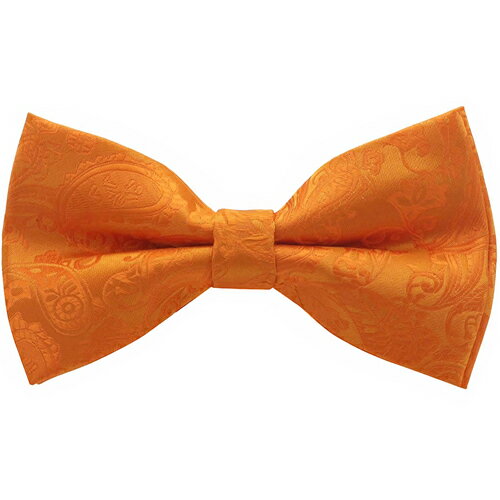 オレンジ ペイズリー 植物模様 蝶ネクタイ ボウタイ 簡易装着タイプアクセサリー メンズジュエリー ジュエリーギフト プレゼント お祝い 結婚式 礼服 結婚式 冠婚葬祭 ビジネス スーツ メンズ 男性 彼氏 夫 新生活 父の日 バレンタイン