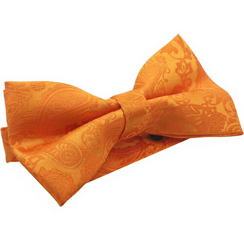 オレンジ ペイズリー 植物模様 蝶ネクタイ ボウタイ 簡易装着タイプアクセサリー メンズジュエリー ジュエリーギフト プレゼント お祝い 結婚式 礼服 結婚式 冠婚葬祭 ビジネス スーツ メンズ 男性 彼氏 夫 新生活 父の日 バレンタイン