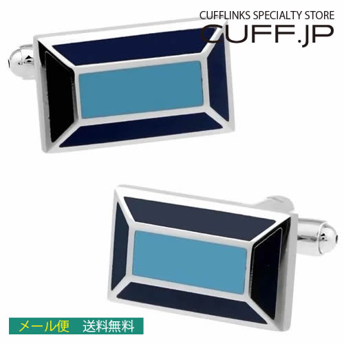 カフス カフスボタン ネイビー&ライトブルー レクタングル カフリンクスアクセサリー メンズジュエリー..