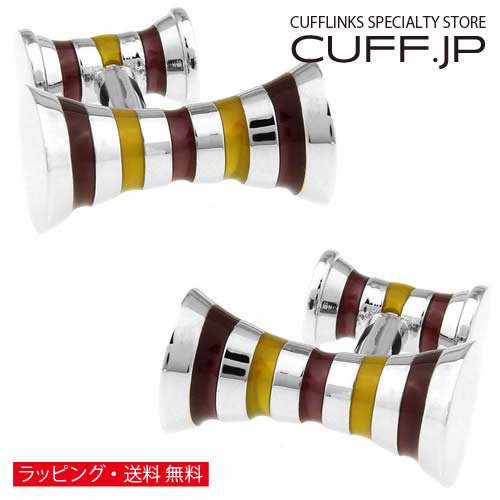 カフス カフスボタン オレンジゴールド ダブル シリンダー ストライプ カフリンクスアクセサリー メン..