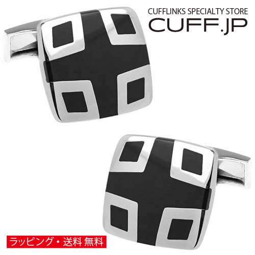 Rakuten - カフス カフスボタン ブラック スクエアー クロス カフリンクスアクセサリー メンズジュエリー ジュエリーギフト プレゼント お祝い 結婚式 礼服 結婚式 冠婚葬祭 ビジネス スーツ メンズ 男性 彼氏 夫 新生活 父の日 バレンタイン