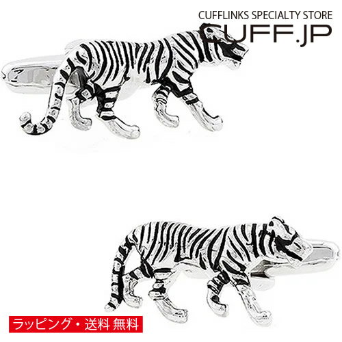 シルバー ブラック 虎 タイガー カフス カフスボタン カフリンクスアクセサリー メンズジュエリー ジュ..