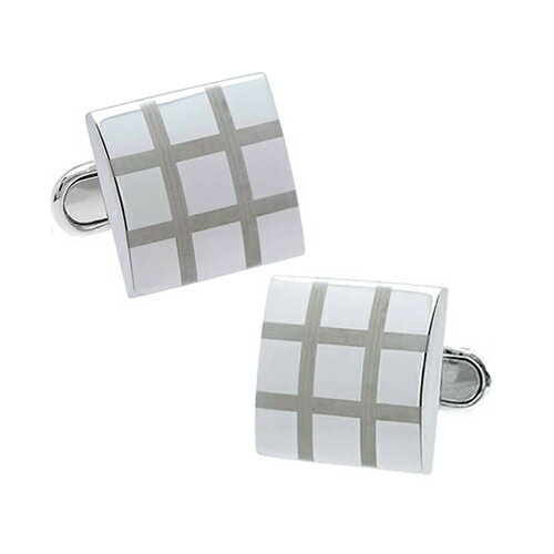 カフス カフスボタン シルバー ライン チェック カフリンクスメンズアクセサリーの通販ギフト プレゼント お祝い 結婚式 ビジネス 新生活 父の日 彼氏 夫 バレンタイン格安通販　バレンタイン　人気　ランキング