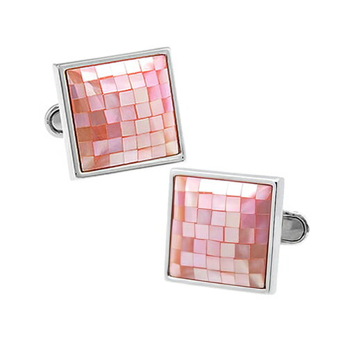 カフス カフスボタン スクエア モザイク ピンク シェル カフリンクスメンズアクセサリーの通販ギフト プレゼント お祝い 結婚式 ビジネス 新生活 父の日 彼氏 夫 バレンタイン格安通販　バレンタイン　人気　ランキング