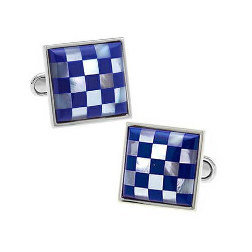カフス カフスボタン ブルー チェック シェル カフリンクスメンズアクセサリーの通販ギフト プレゼント お祝い 結婚式 ビジネス 新生活 父の日 彼氏 夫 バレンタイン格安通販　バレンタイン　人気　ランキング