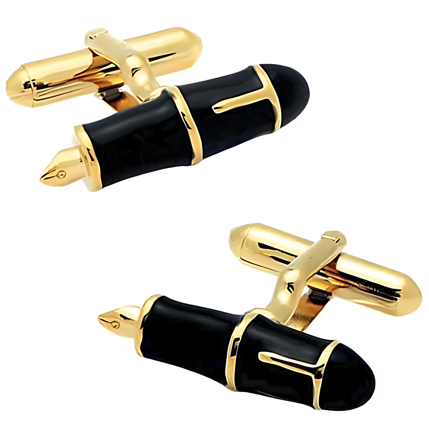 カフスボタン専門店CUFFJPのゴールド＆ブラック 万年筆 SWANK カフス【カフスボタン・カフリンクス】アクセサリー メンズジュエリー ジュエリーギフト プレゼント お祝い 結婚式 礼服 結婚式 冠婚葬祭 ビジネス スーツ メンズ 男性 彼氏 夫 新生活 父の日 バレンタイン｜アングル2