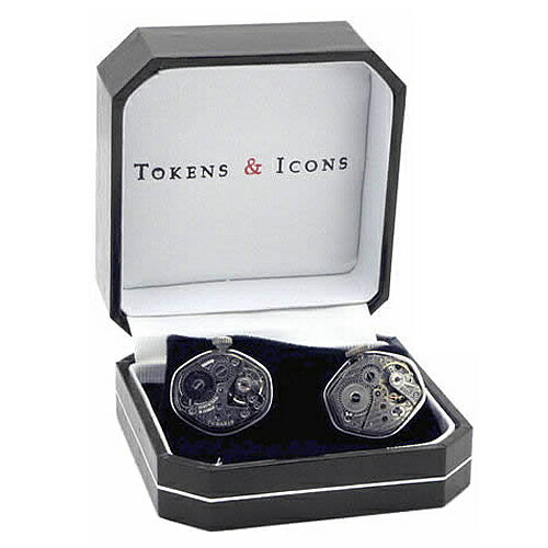 カフス カフスボタン TOKEN ＆ ICONS 機械時計ムーブメント シルバー925 カフリンクスメンズアクセサリーの通販ギフト プレゼント お祝い 結婚式 ビジネス 新生活 父の日 彼氏 夫 バレンタイン格安通販　バレンタイン　人気　ランキング