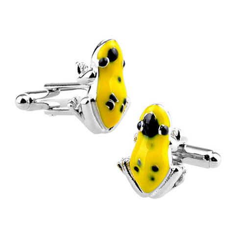 イエロー カエル 蛙 カフス カフスボタン カフリンクスアクセサリー メンズジュエリー ジュエリーギフト プレゼント お祝い 結婚式 礼服 結婚式 冠婚葬祭 ビジネス スーツ メンズ 男性 彼氏 夫 新生活 父の日 バレンタイン
