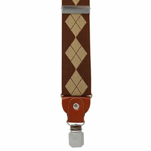 サスペンダー クリップ Y型 アーガイル チェック ブラウン ベージュアクセサリー メンズジュエリー ジュエリーギフト プレゼント お祝い 結婚式 礼服 結婚式 冠婚葬祭 ビジネス スーツ メンズ 男性 彼氏 夫 新生活 父の日 バレンタイン 3