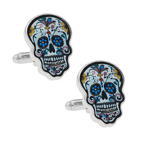 カラフル スカル DAY OF THE DEAD カフス カフスボタン カフリンクスアクセサリー メンズジュエリー ジュエリーギフト プレゼント お祝い 結婚式 礼服 結婚式 冠婚葬祭 ビジネス スーツ メンズ 男性 彼氏 夫 新生活 父の日 バレンタイン 3