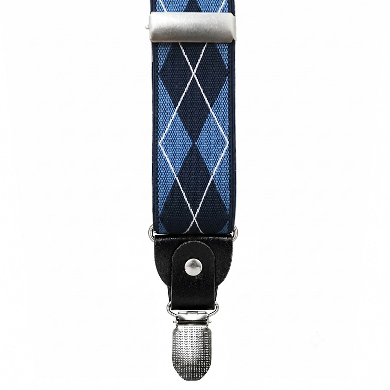 カフスボタン専門店CUFFJPのサスペンダー クリップ Y型 アーガイル チェック ブルー ネイビーアクセサリー メンズジュエリー ジュエリーギフト プレゼント お祝い 結婚式 礼服 結婚式 冠婚葬祭 ビジネス スーツ メンズ 男性 彼氏 夫 新生活 父の日 バレンタイン｜アングル3