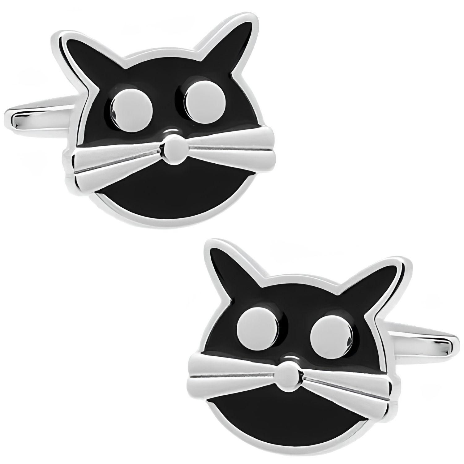 カフスボタン専門店CUFFJPのカフス カフスボタン キャット 猫 黒猫 カフリンクスアクセサリー メンズジュエリー ジュエリーギフト プレゼント お祝い 結婚式 礼服 結婚式 冠婚葬祭 ビジネス スーツ メンズ 男性 彼氏 夫 新生活 父の日 バレンタイン｜アングル2