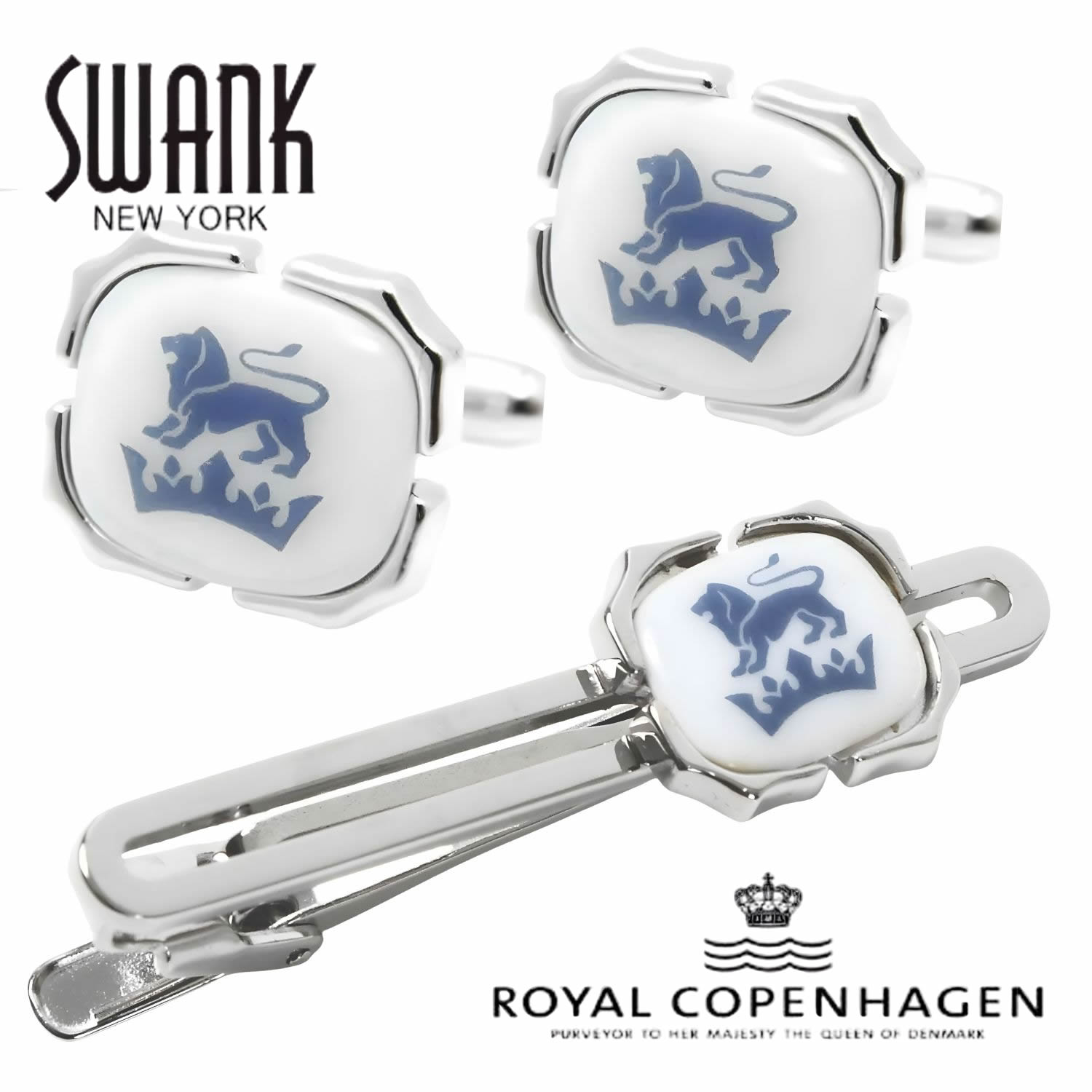 Rakuten - Swank & Royal Copenhagen スワンク & ロイヤルコペンハーゲン コラボ カフス ネクタイピン セットカフスボタン カフリンクスアクセサリー メンズジュエリーギフト プレゼント お祝い 結婚式 礼服 結婚式 冠婚葬祭 ビジネス スーツ メンズ 男性 彼氏 夫 新生活