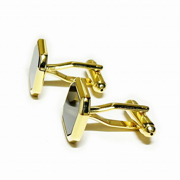 鎌倉カフス工房 オニキス＆ゴールドカフスボタン・カフリンクス メンズ cf087 結婚式 旦那 プレゼント ギフト 彼氏 父の日 誕生日プレゼント 3