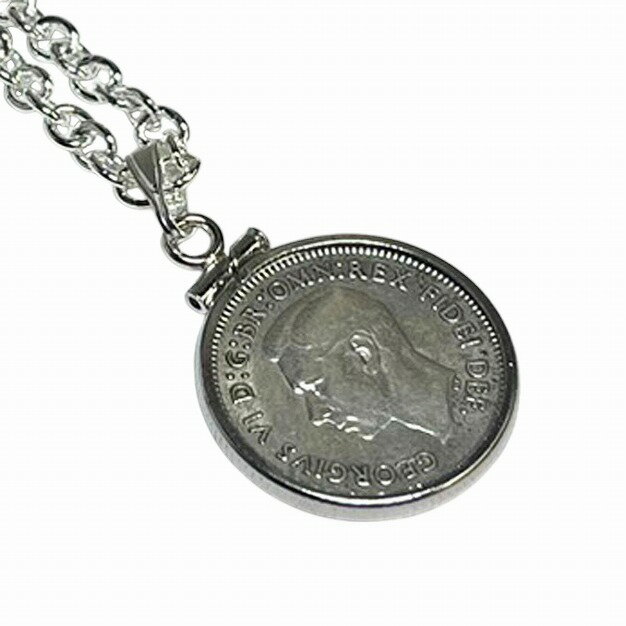 乐天商城 - 鎌倉カフス工房 銀貨6ペンス硬貨・ジョージ6世シルバーネックレス メンズ neck03 結婚式 旦那 プレゼント ギフト 彼氏 父の日 誕生日プレゼント