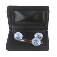 Swank&RoyalCopenhagenスワンク&ロイヤルコペンハーゲンブルーゴールドアンカーカフスボタン・ネクタイピンセットメンズrcsw009010